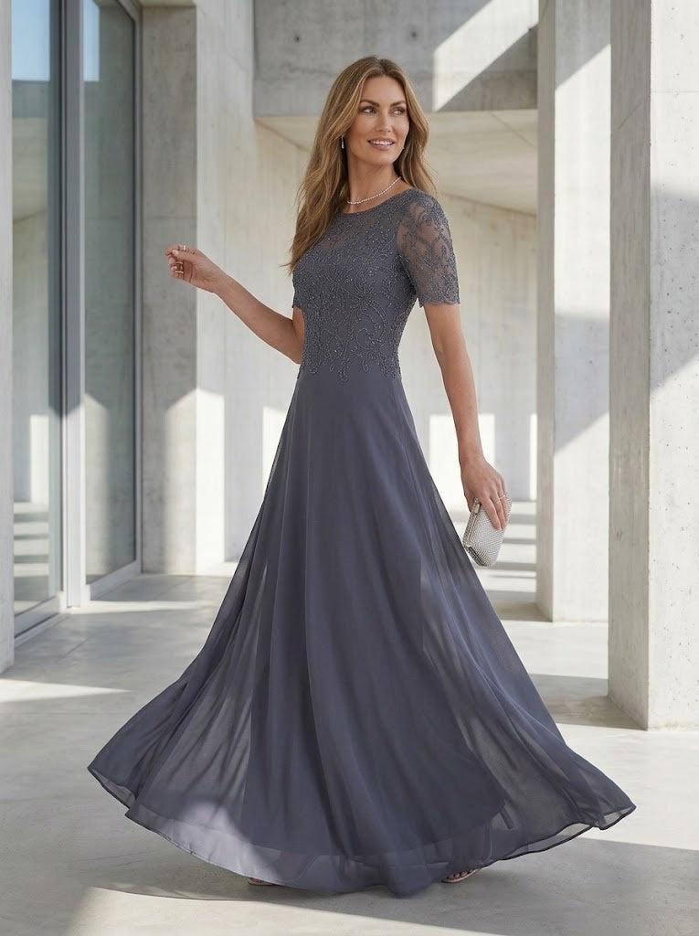 Satin Mermaid Scoop Neck Corset Lace Appliques Formal Dresses for Women