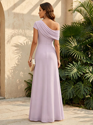 Chiffon A Line One Shoulder Ruched Corset Formal Dresses