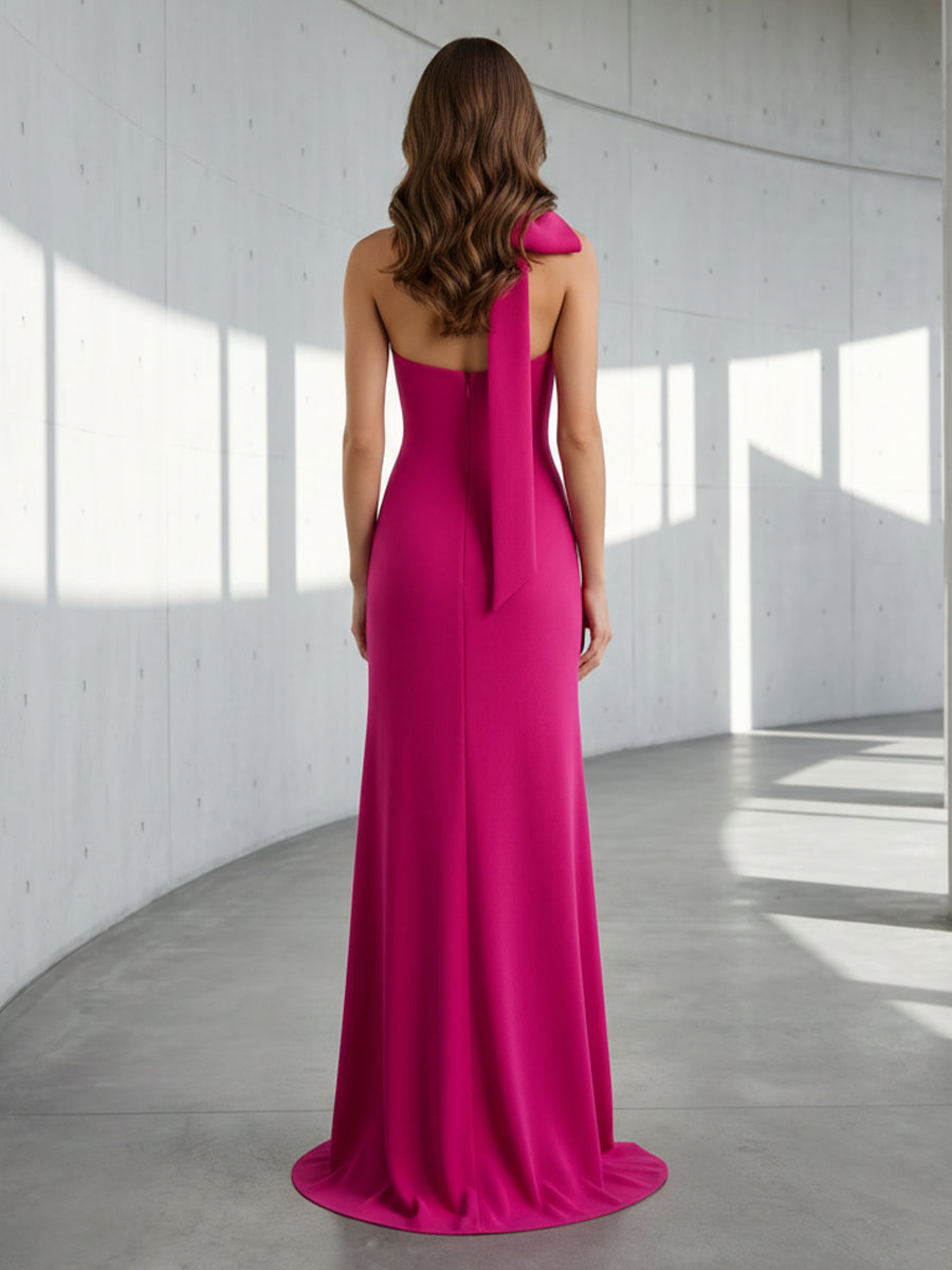 Stretch Mesh Mermaid Scoop Neck 3D Flowers Ruffles Formal Dresses