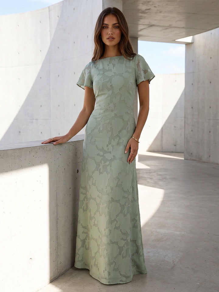 Chiffon Mermaid Scoop Neck Simple High Waist Formal Dresses