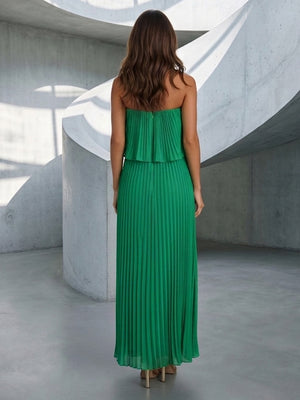 Chiffon A Line Strapless Layered Pleats Formal Dresses