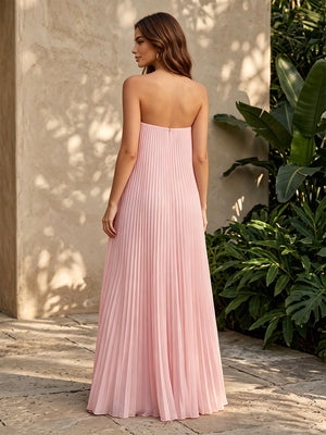 Chiffon A Line Sweetheart Simple Pleats Formal Dresses