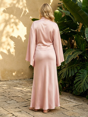 Satin Mermaid High Neck Ruched Drop Waist Formal Dresses for Women