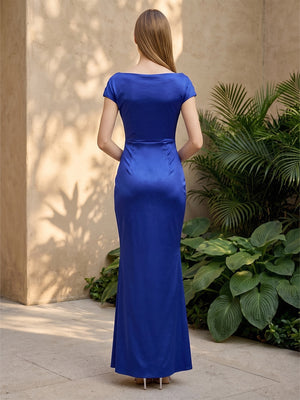 Satin Mermaid Off the Shoulder Ruched Corset Formal Dresses for Women