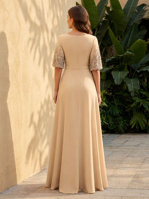 Satin A Line Scoop Neck Ruched Corset Formal Dresses with Beadings