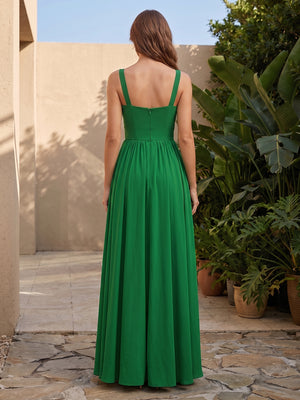Chiffon A Line Sweetheart Ruched Corset Formal Dresses with Bow