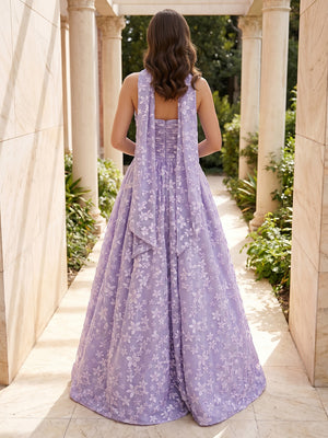 Jacquard A Line Strapless Pleats Corset Formal Dresses with Scarf