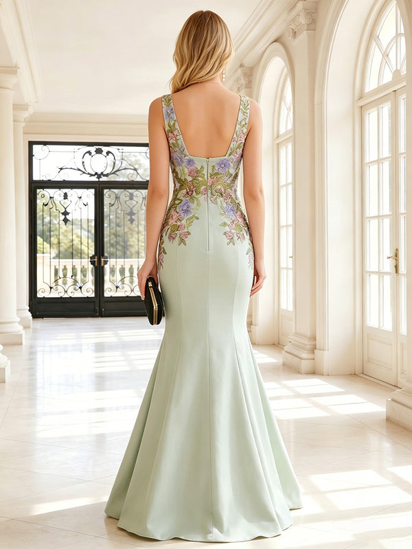 Satin Mermaid V Neck Ruched Corset Formal Dresses for Women