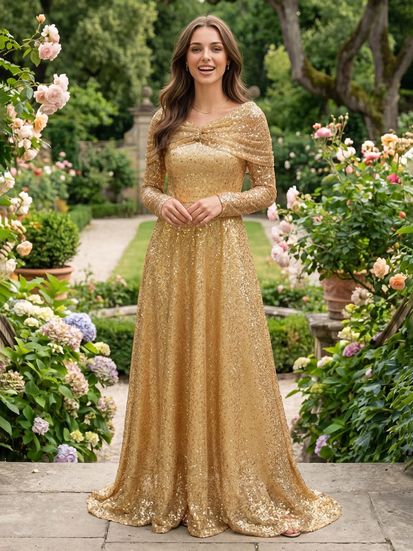Sequin Mermaid Off the Shoulder Pleats Ruched Formal Dresses