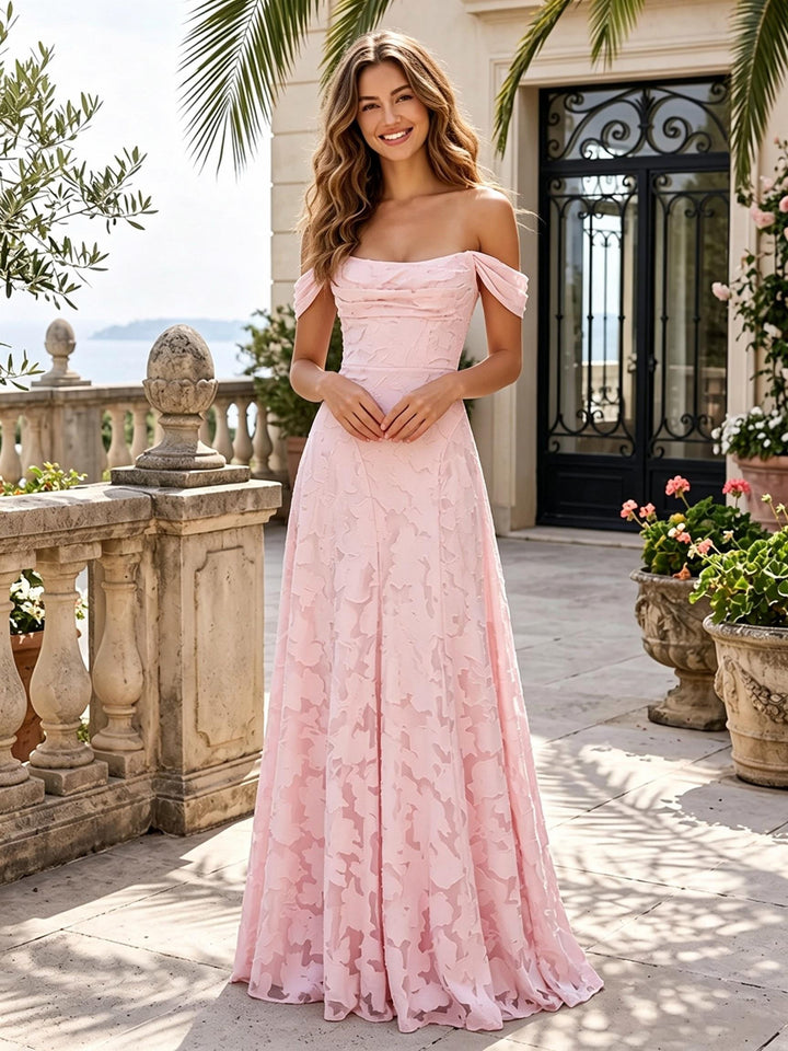 Laces A Line Off the Shoulder cowl neck Formal Dresses