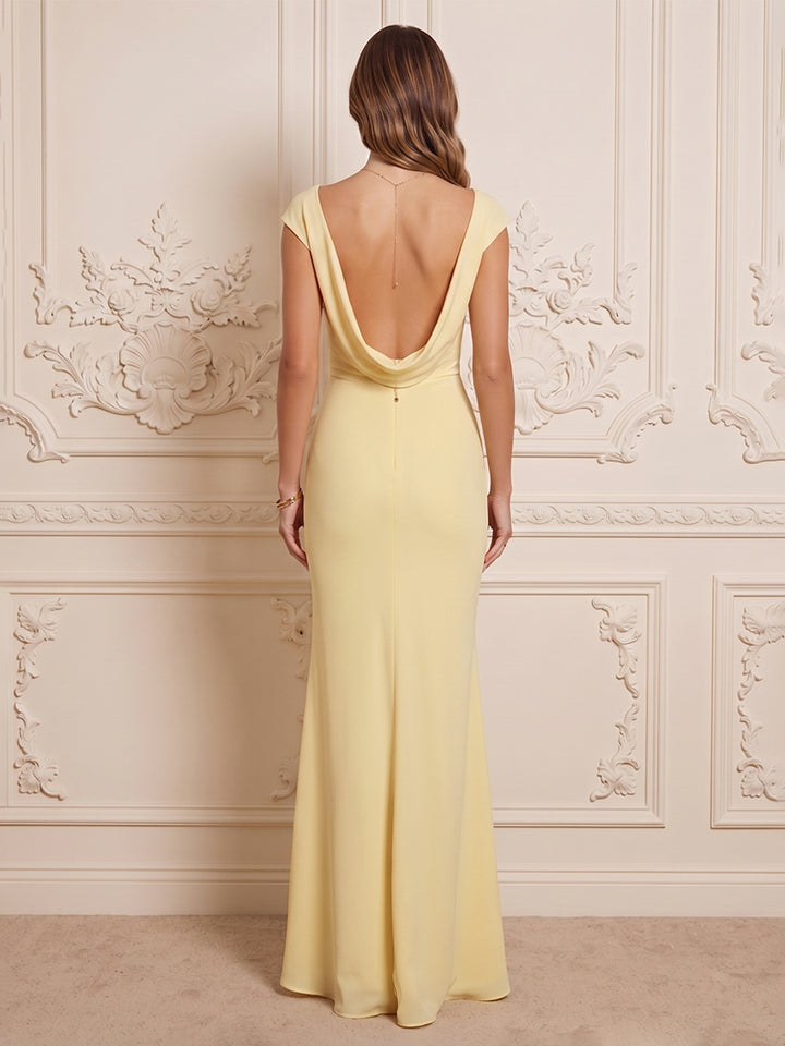 Chiffon A Line V Neck Drop Waist  Formal Dresses