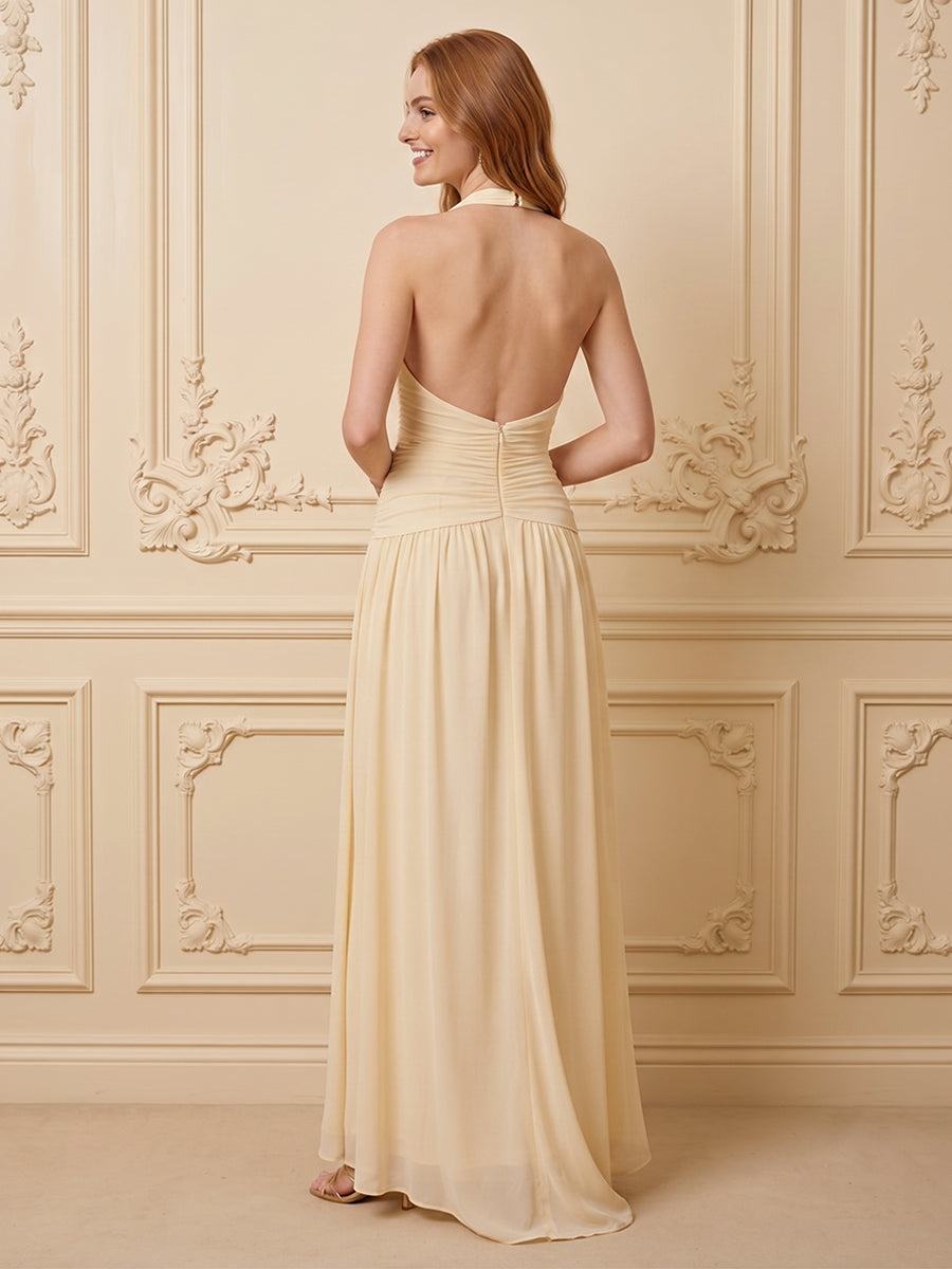 Chiffon A Line V Neck High waist  Formal Dresses