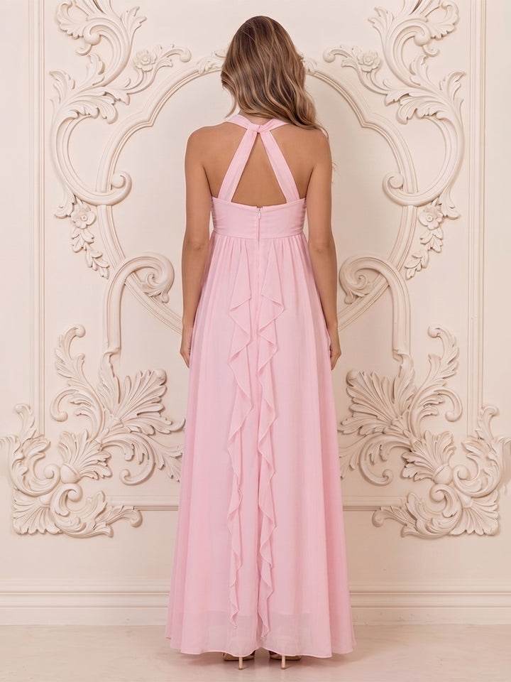 Chiffon A Line Halter Ruffles  Formal Dresses