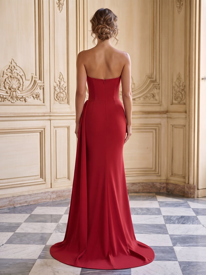 Satin A Line Strapless Corset Waist  Formal Dresses