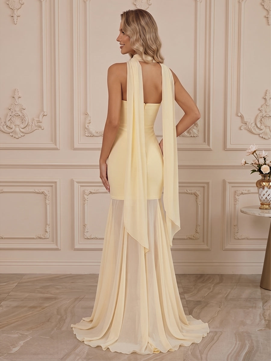 Chiffon A Line Strapless Scarf  Formal Dresses
