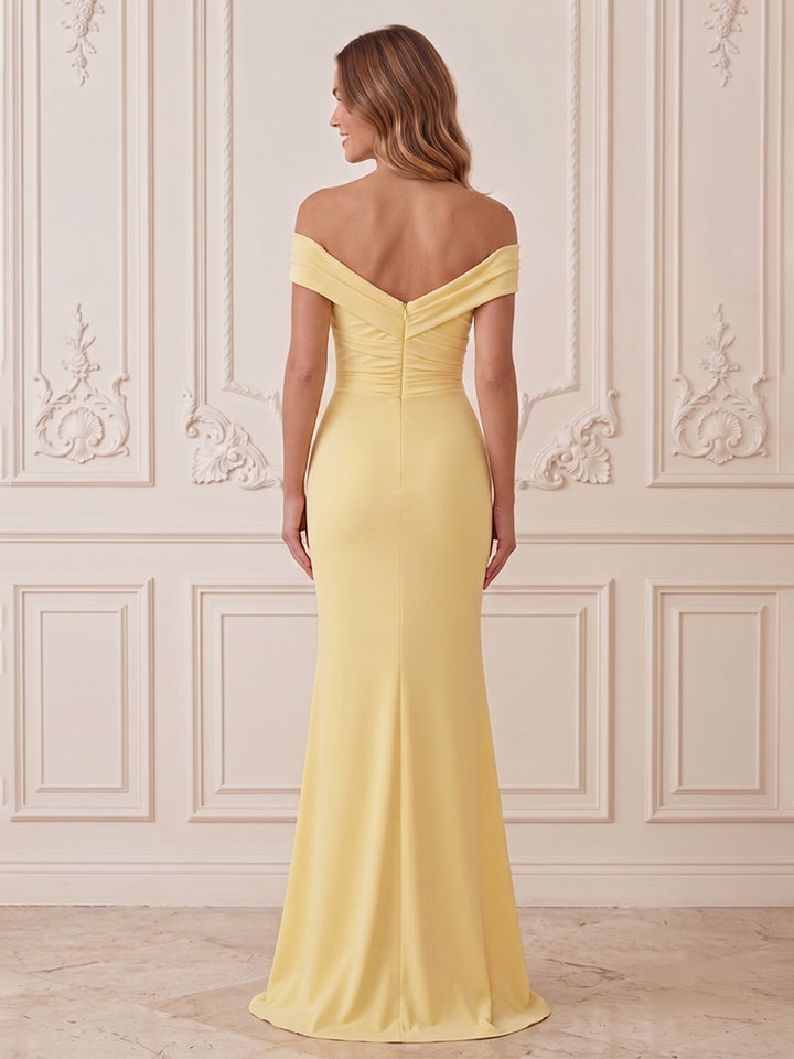 Satin Mermaid Off the Shoulder Simple  Formal Dresses