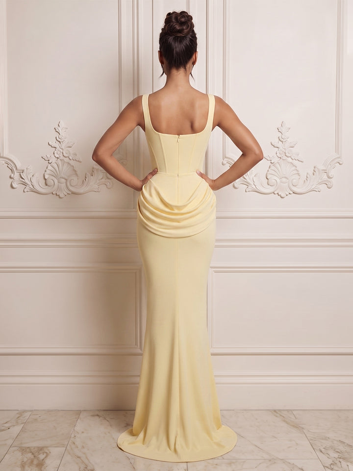 Satin Mermaid Square Neck corset waist  Formal Dresses