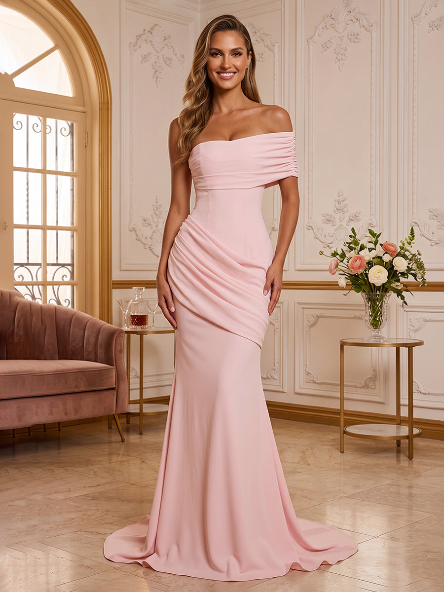 Chiffon A Line One Shoulder Ruffles  Formal Dresses