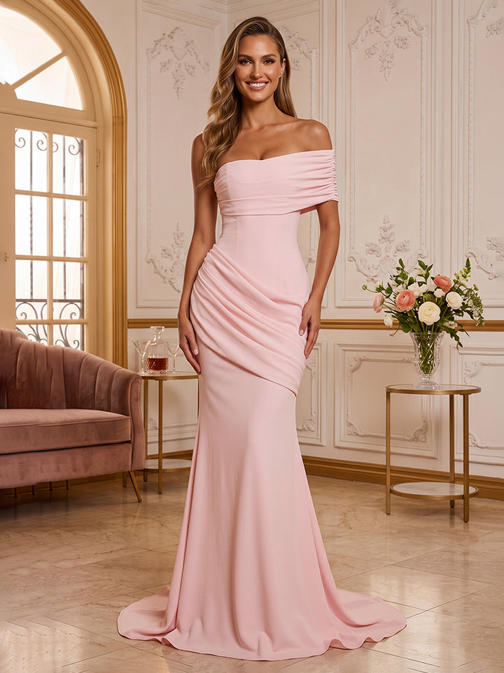 Chiffon A Line One Shoulder Ruffles  Formal Dresses