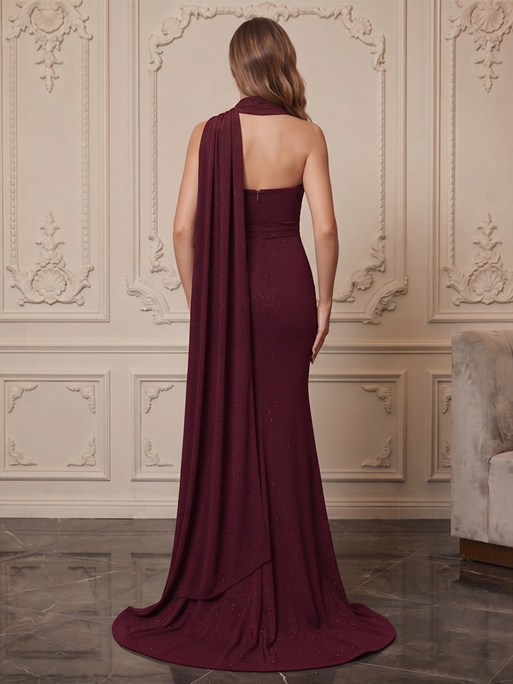 Sequin A Line Strapless Scarf  Formal Dresses