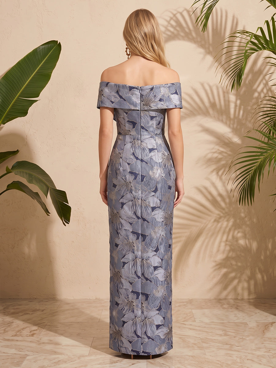 Jacquard A Line Off the Shoulder Ruffled Layered Ruched Waist Formal Dresses