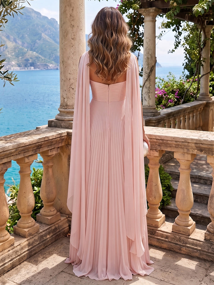 Chiffon A Line Sweetheart Twisted Scarf Formal Dresses