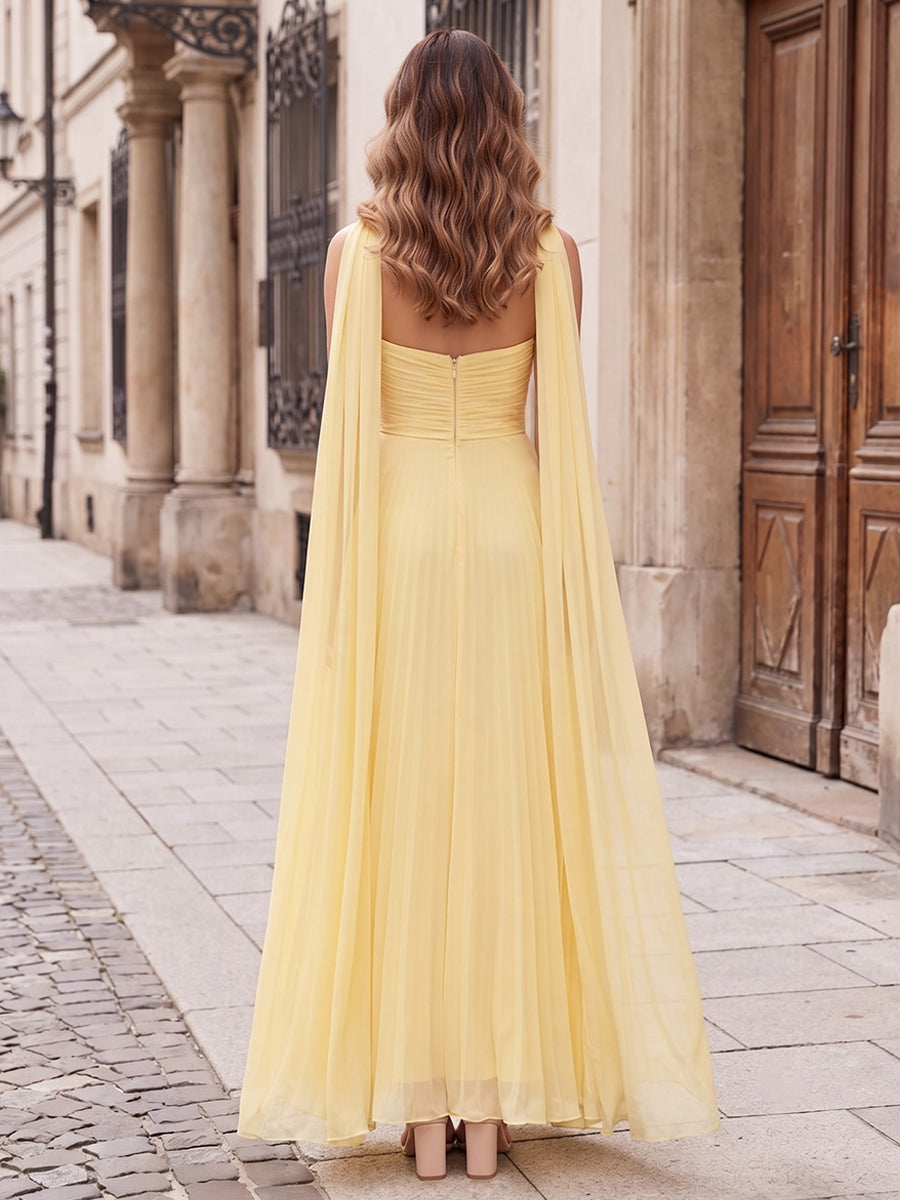 Chiffon A Line Sweetheart Corset Waist Scarf Formal Dresses