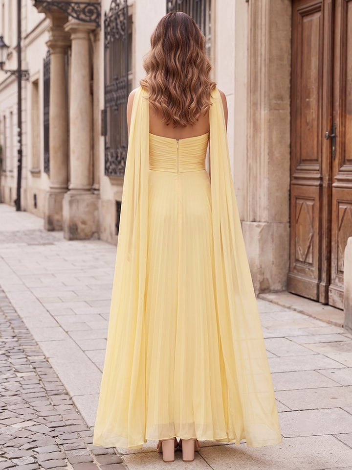 Chiffon A Line Sweetheart Corset Waist Scarf Formal Dresses
