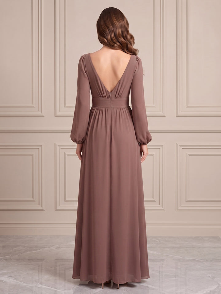 Satin A Line V Neck Twisted Formal Dresses