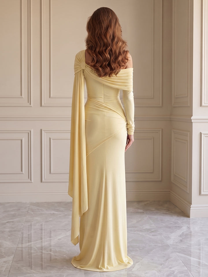 Satin A Line One Shoulder Twisted Sash Formal Dresses