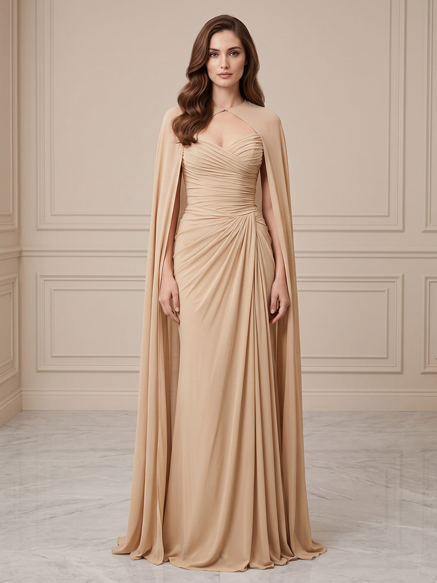 Chiffon A Line Sweetheart with Cape Formal Dresses