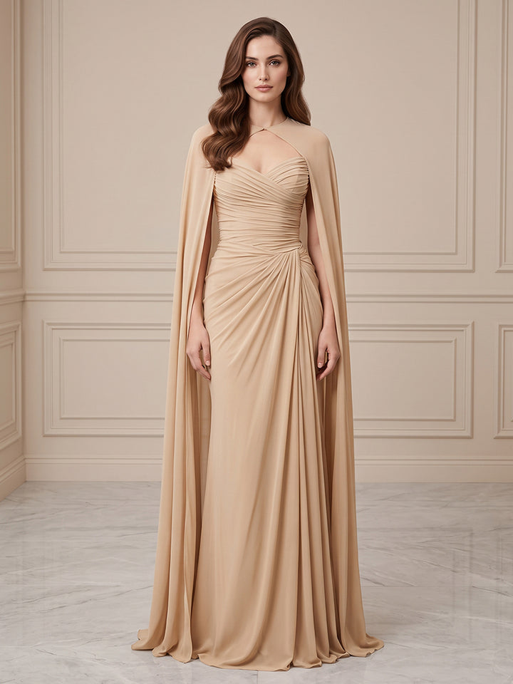 Chiffon A Line Sweetheart with Cape Formal Dresses