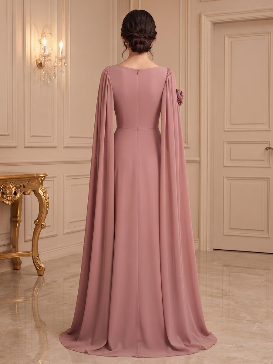 Chiffon A Line One Shoulder with 3D Flowers Formal Dresses