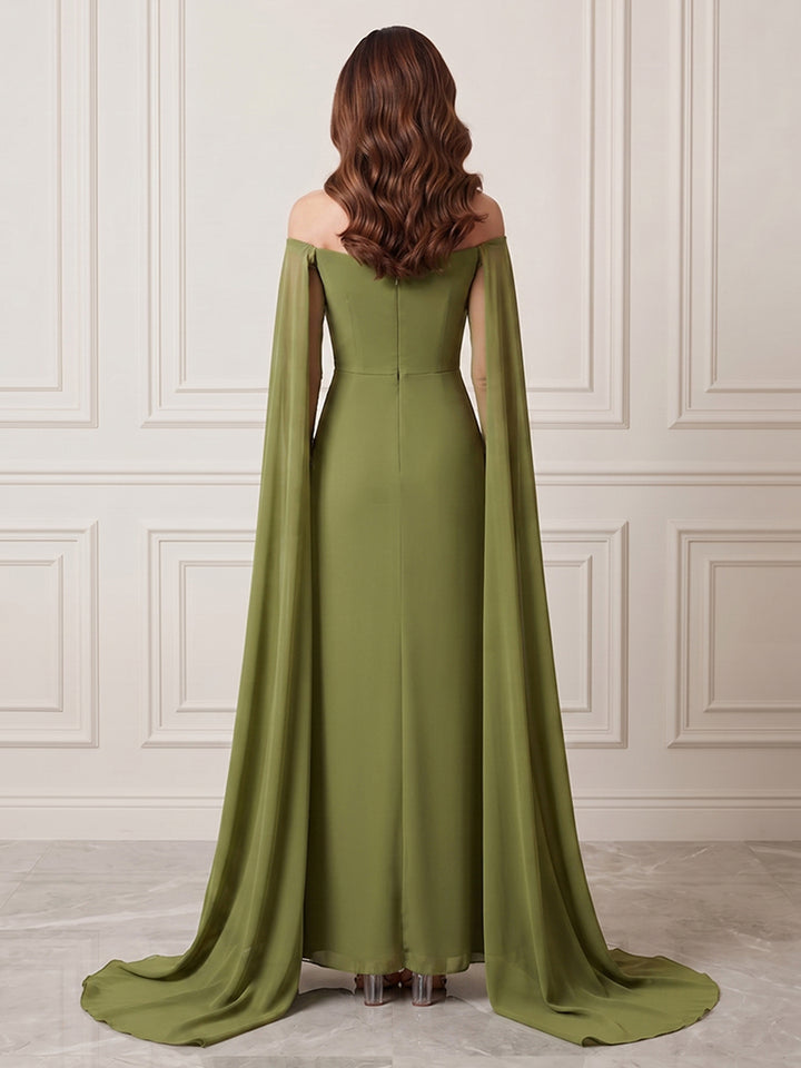 Chiffon Sheath One Shoulder Ruched Waist Formal Dresses