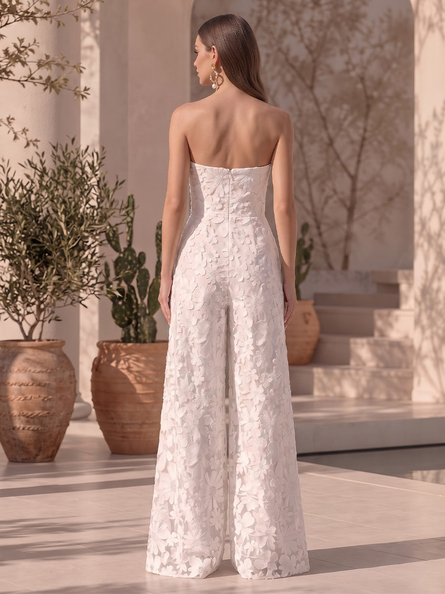 Laces A Line Strapless Lace Appliques Formal Jumpsuit