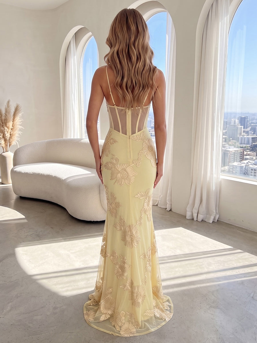 Tulle Mermaid Sweetheart Sequin Embroidery Formal Dresses
