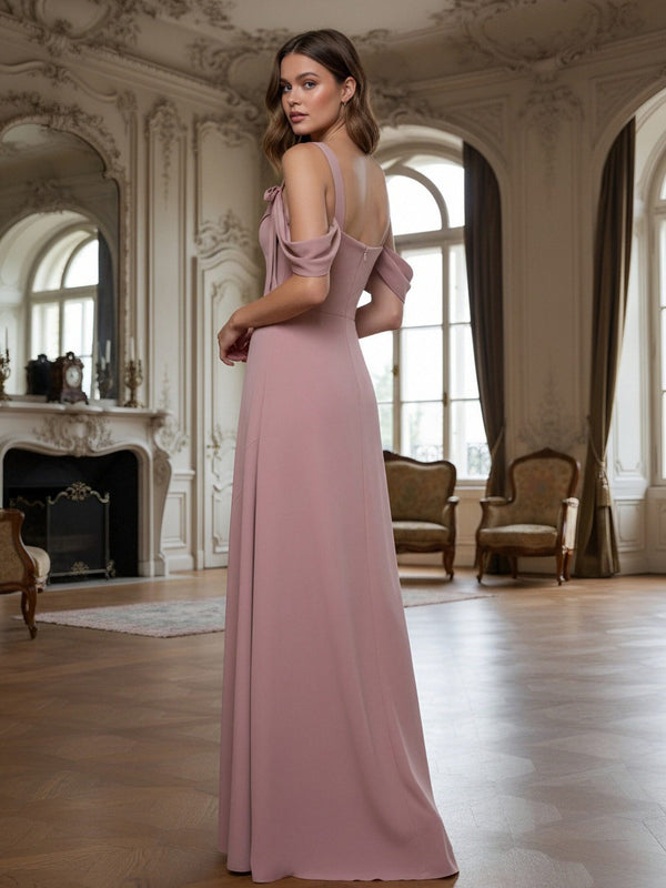 Off the Shoulder Mermaid Long Bridesmaid Dresses with Bow