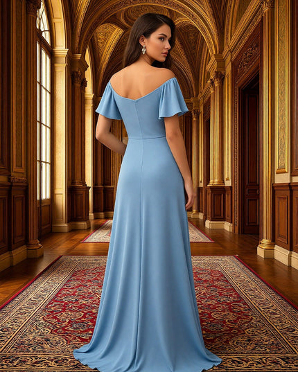 Ruffles Off the Shoulder Pleated Chiffon Bridesmaid Dresses