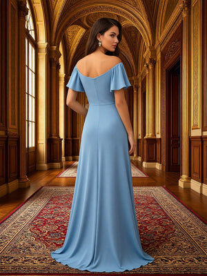Ruffles Off the Shoulder Pleated Chiffon Bridesmaid Dresses