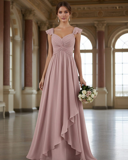 A Line Sweetheart Ruffled Simple Bridesmaid Dresses