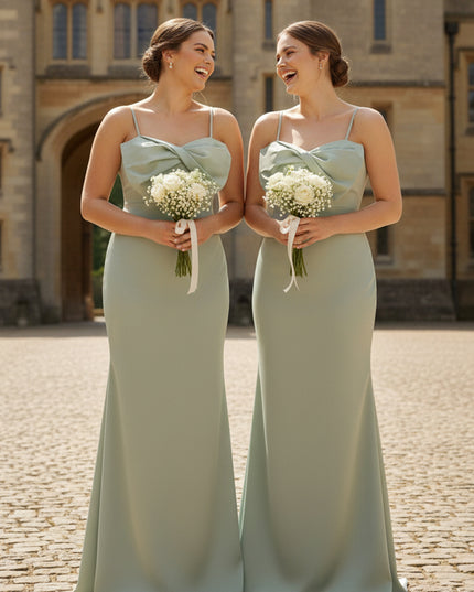 Mermaid Sleeveless Satin Spaghetti Straps Sweetheart Neck Bridesmaid Dresses