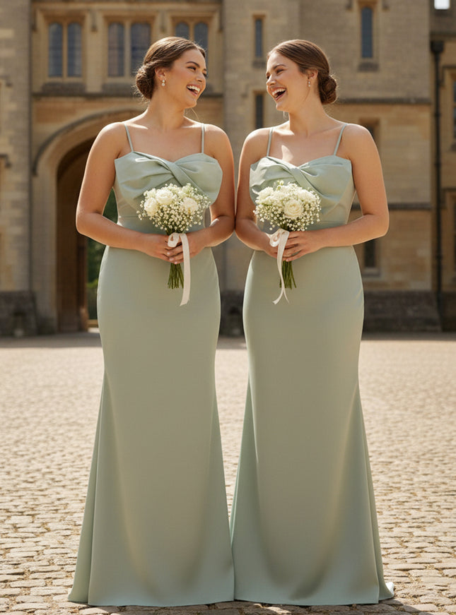 Mermaid Sleeveless Satin Spaghetti Straps Sweetheart Neck Bridesmaid Dresses