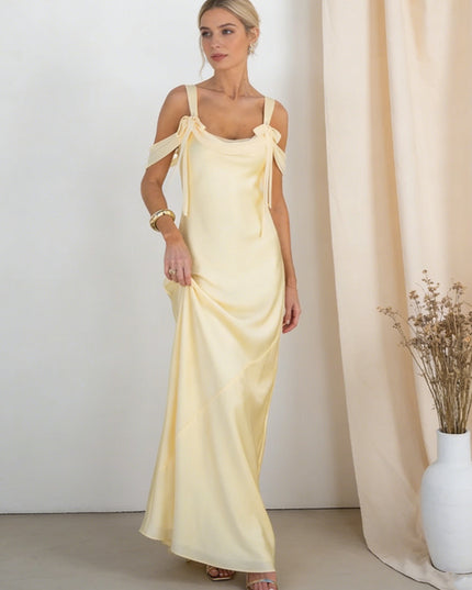 Satin Spaghetti Straps Bridesmaid Dresses with Bows