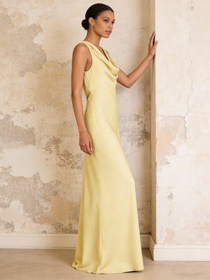 Satin Cowl Neck Mermaid Maxi Bridesmaid Dresses