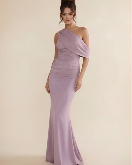 Mermaid Pleated One Shoulder Chiffon Wedding Guest Dresses
