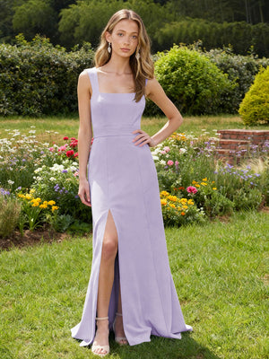 Jersey A Line Square Neck Long Bridesmaid Dresses
