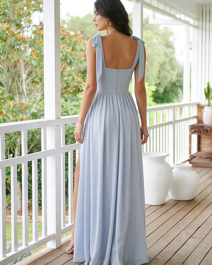 Chiffon A Line Square Neck Long Bridesmaid Dresses