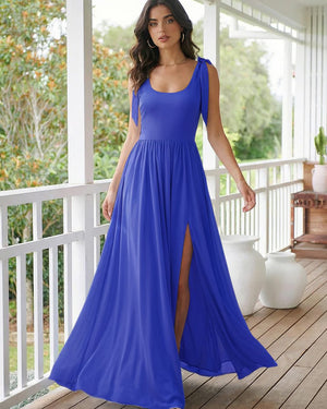 Chiffon A Line Square Neck Long Bridesmaid Dresses
