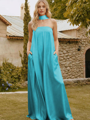 Satin Simple Strapless Long Bridesmaid Dresses