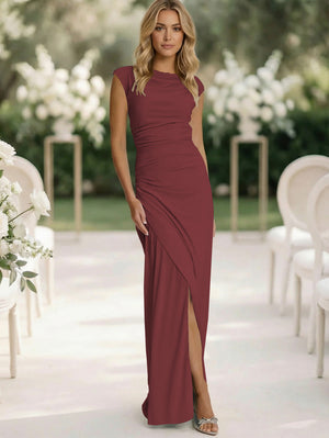 Jersey Mermaid Scoop Neck Long Bridesmaid Dresses